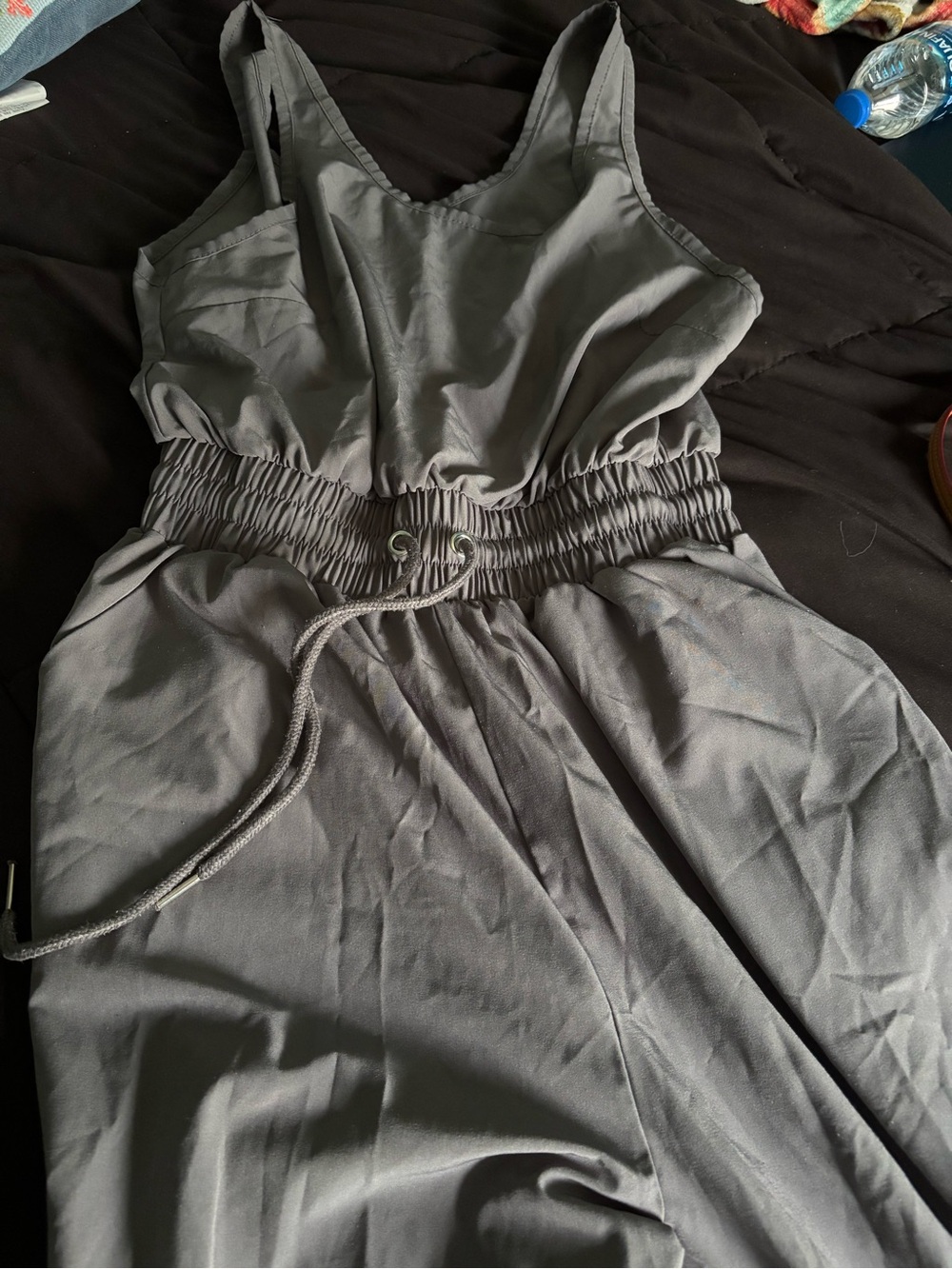 Gray Sleeveless Drawstring Waist jumpsuit